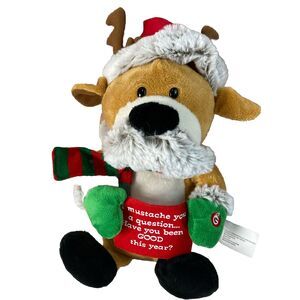 Gemmy Animated Mustachioed Reindeer Singing Up On The Housetop Christmas Holiday